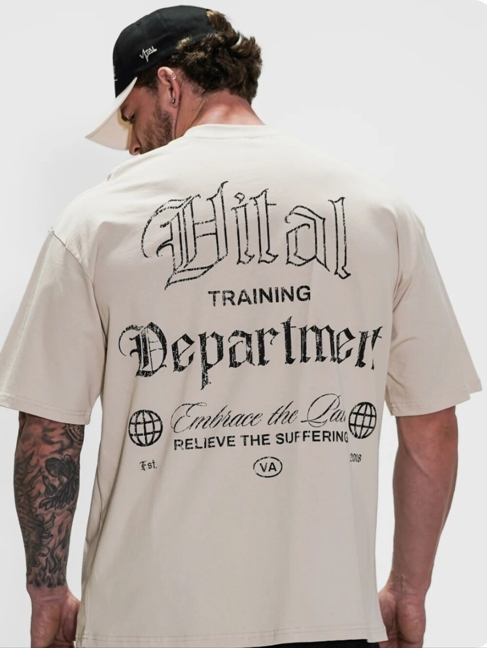 Vital Apparel Oversized Pump Cover T-Shirt - Beige Training Dept, Size XL, NWOT